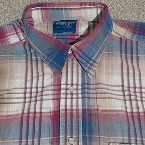Wrangler western Wear Short sleeve pearl snap shirt. Size XLT